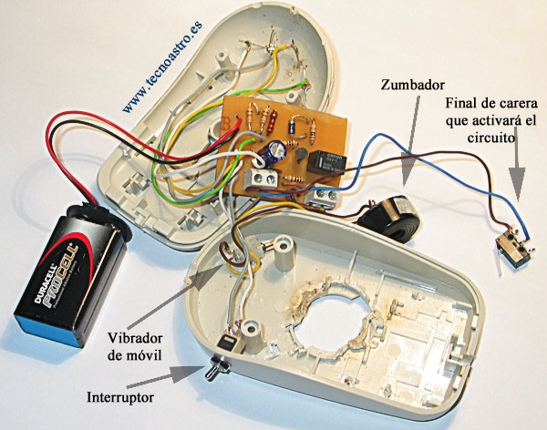 Componentes del ratón miedoso con vibrador